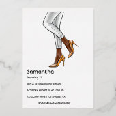 Schwarze Frau Birthday Party Foil Einladung (Rückseite)