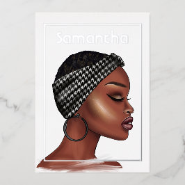 Schwarze Frau Birthday Party Foil Einladung