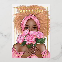 Schwarze Frau Birthday Party Foil Einladung