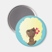 Schwarze Frau, Blonde Afro, Blume im Naturhaar Magnet (Vorderseite/Rückseite)