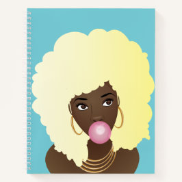 Schwarze Frau, blonde Afro, Poppingrosa Bubblegum Notizblock
