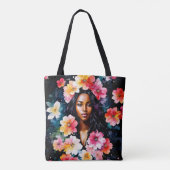 Schwarze Frau Blumenkunst Tasche (Rückseite)