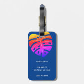 Schwarze Frau, Bubblegum, tropische Blätter, Marin Gepäckanhänger (Rückseite vertikal)