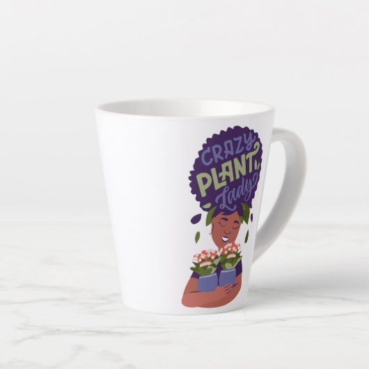 Schwarze Frau Crazy Pflanze Lady, umarmende Pflanz Milchtasse (Rechte Ecke)