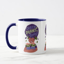 Schwarze Frau Crazy Pflanze Lady, umarmende Pflanz Tasse