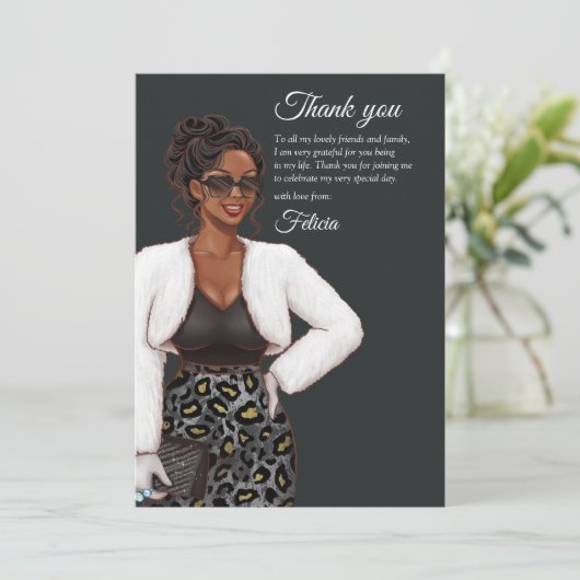Schwarze Frau Dankeskarte (Stehend Vorderseite)