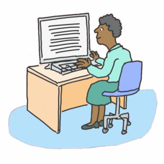 Schwarze Frau, die an einem Computeraufkleber arbe Aufkleber (Vorderseite)