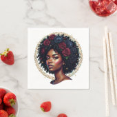 Schwarze Frau dunkle Blumen Afro Serviette (Beispiel)