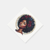 Schwarze Frau dunkle Blumen Afro Serviette (Ecke)