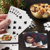 Schwarze Frau Dunkle Blüten Afro Spielkarten (In Situ)