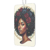 Schwarze Frau Dunkle Florale Afro-Frisur Autolufterfrischer (Links)
