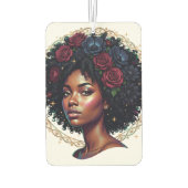 Schwarze Frau Dunkle Florale Afro-Frisur Autolufterfrischer (Rückseite)