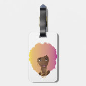 Schwarze Frau, farbenfroh gelb, orange und rosa Ha Gepäckanhänger (Rückseite vertikal)
