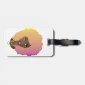 Schwarze Frau, farbenfroh gelb, orange und rosa Ha Gepäckanhänger (Rückseite horizontal)