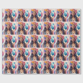 Schwarze Frau farbenfrohe Balloons Confetti Party Geschenkpapier (Flach)