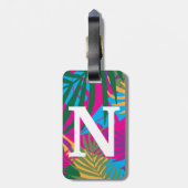 Schwarze Frau, farbenfrohe tropische Blätter, Mono Gepäckanhänger (Rückseite vertikal)
