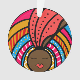 Schwarze Frau farbenfrohe Turban, Orange Ornament