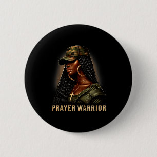 Schwarze Frau Gebetskrieger-Tarnung Christlicher G Button