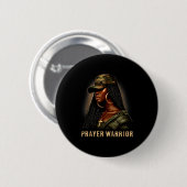 Schwarze Frau Gebetskrieger-Tarnung Christlicher G Button (Vorne & Hinten)