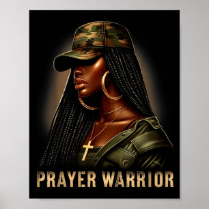 Schwarze Frau Gebetskriegerin Camo Christlicher Gl Poster