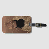 Schwarze Frau, Gold-Shades & Palm-Blätter, braun Gepäckanhänger (Vorderseite (Horizontal))