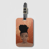 Schwarze Frau, Gold-Shades & Palm-Blätter, Kupfer Gepäckanhänger (Vorderseite Vertikal)