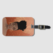 Schwarze Frau, Gold-Shades & Palm-Blätter, Kupfer Gepäckanhänger (Vorderseite (Horizontal))