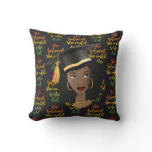 Schwarze Frau Graduation Cap, sie glaubte, sie kön