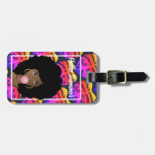 Schwarze Frau, Hallo Sommer farbenfrohe tropische  Gepäckanhänger (Vorderseite horizontal)