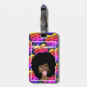 Schwarze Frau, Hallo Sommer farbenfrohe tropische  Gepäckanhänger (Rückseite vertikal)