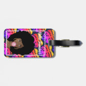 Schwarze Frau, Hallo Sommer farbenfrohe tropische  Gepäckanhänger (Rückseite horizontal)