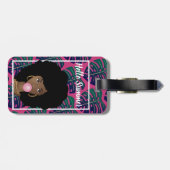 Schwarze Frau, Hallo Sommer, grüne Blätter, heiß r Gepäckanhänger (Rückseite horizontal)