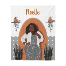 Schwarze Frau, Hauspflanzen, Orange & Grau