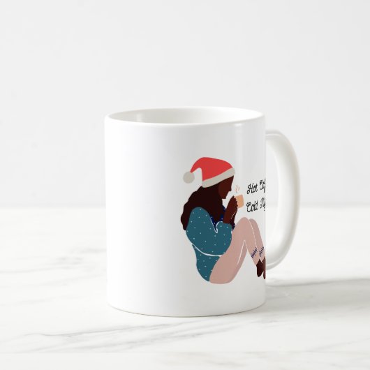 Schwarze Frau Illustriert Weihnachtskaffee Tasse (VorderseiteRechts)