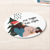 Schwarze Frau Illustrierte Weihnachten Runder Pappuntersetzer (Angewinkelt)