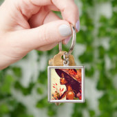 Schwarze Frau im Blumengarten Jede Anlässe Design Schlüsselanhänger (Hand)