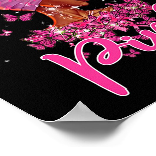 Schwarze Frau im Oktober tragen wir rosa Brustkreb Poster (Ecke)