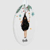 Schwarze Frau im Schwarzen Weihnachtsbaum-Party ve Ornament (Vorderseite)