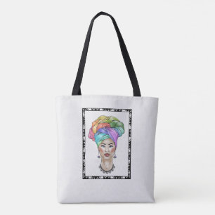 Schwarze Frau in einem farbenfrohen Turban Tasche