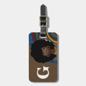 Schwarze Frau, Inspiriert Stammes, Monogramm, brau Gepäckanhänger (Vorderseite vertikal)
