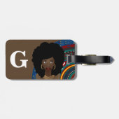 Schwarze Frau, Inspiriert Stammes, Monogramm, brau Gepäckanhänger (Rückseite horizontal)