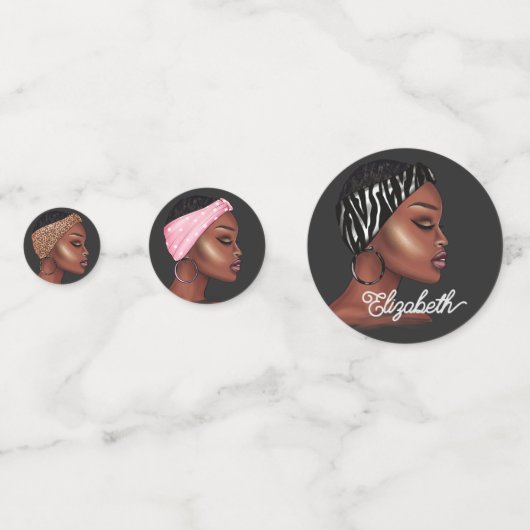 Schwarze Frau Konfetti (Rückseiten)