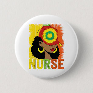 Schwarze Frau Krankenschwester Afro Melanin Vintag Button