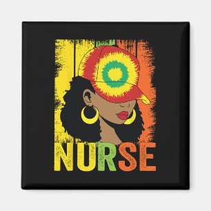 Schwarze Frau Krankenschwester Afro Melanin Vintag Magnet