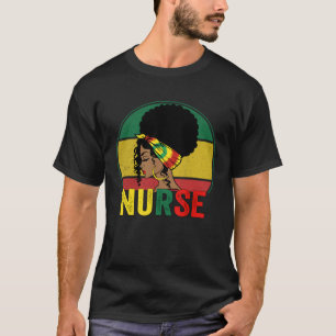 Schwarze Frau Krankenschwester Afro Melanin Vintag T-Shirt