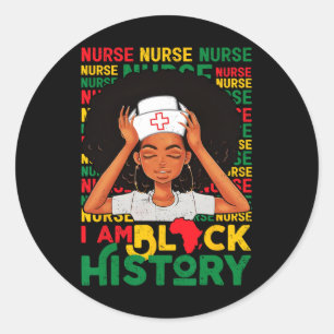 Schwarze Frau Krankenschwester Afro Retro Schwarze Runder Aufkleber
