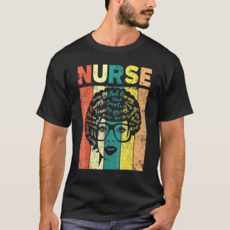 Schwarze Frau Krankenschwester Afro Retro Schwarze T-Shirt