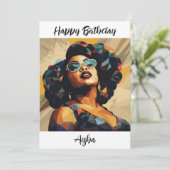 Schwarze Frau: Kubistische Kunst Dankeskarte (Stehend Vorderseite)