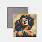 Schwarze Frau: Kubistische Kunst Magnet (Vorderseite/Rückseite)