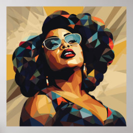 Schwarze Frau: Kubistische Kunst Poster